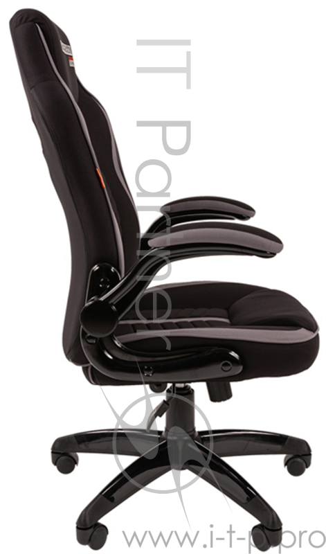 Игровое кресло Chairman game 19 чёрное/серое (ткань полиэстер, пластик, газпатрон 3 кл, ролики, механизм качания)