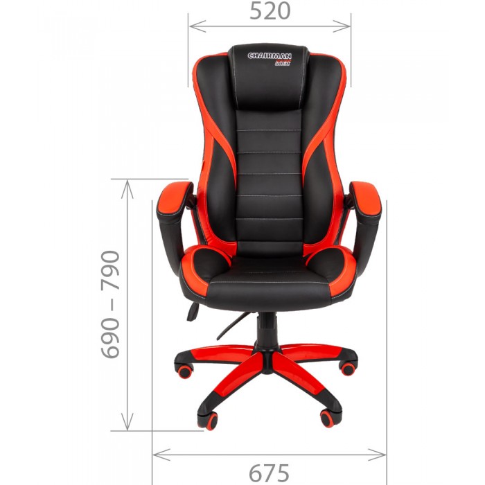 Игровое кресло Chairman game 22 черный/красный (экокожа, регулируемый угол наклона, механизм качания)