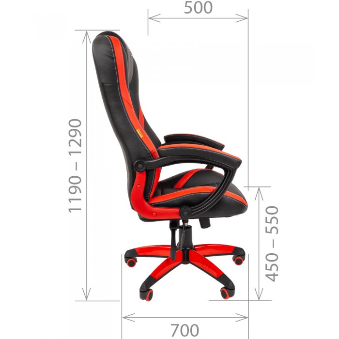 Игровое кресло Chairman game 22 черный/красный (экокожа, регулируемый угол наклона, механизм качания)