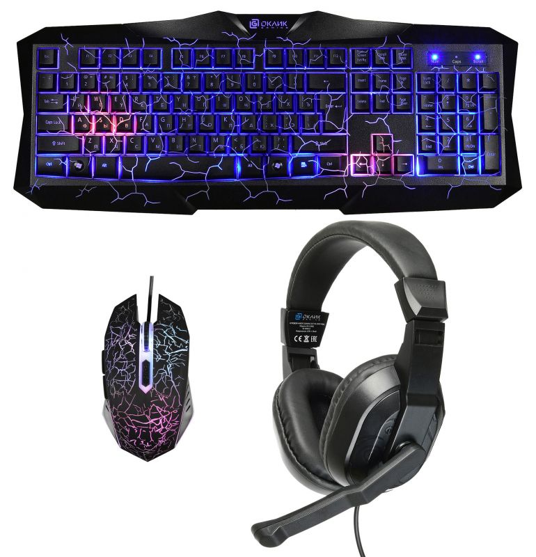 Наушники с микрофоном Oklick HS-HKM100G черный 2.2м мониторы оголовье