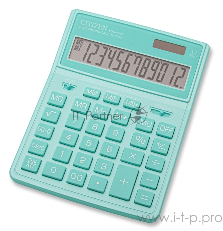 Калькулятор бухгалтерский Citizen SDC-444XRGNE бирюзовый 12-разр.