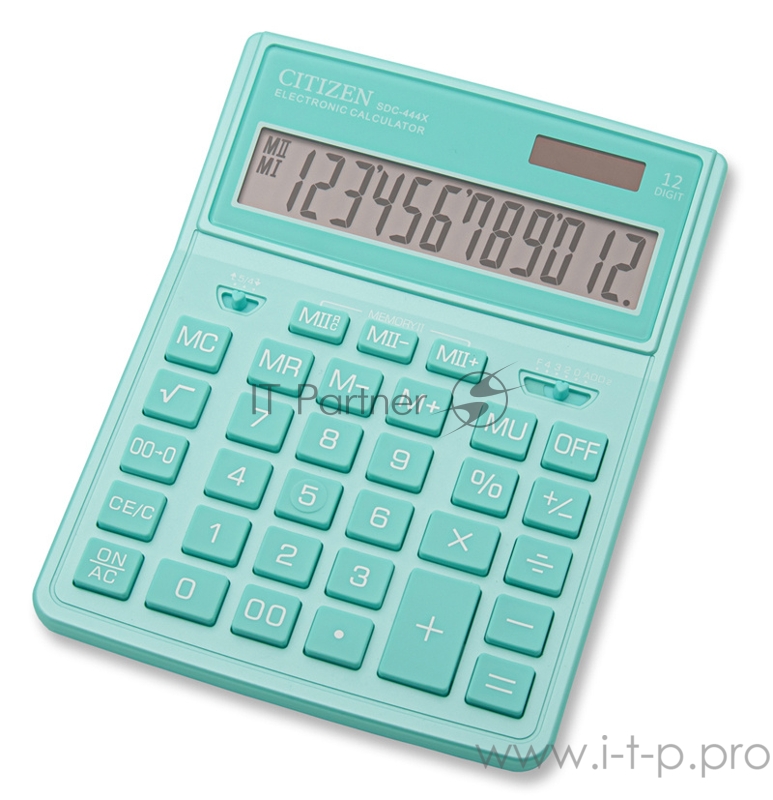 Калькулятор бухгалтерский Citizen SDC-444XRGNE бирюзовый 12-разр.