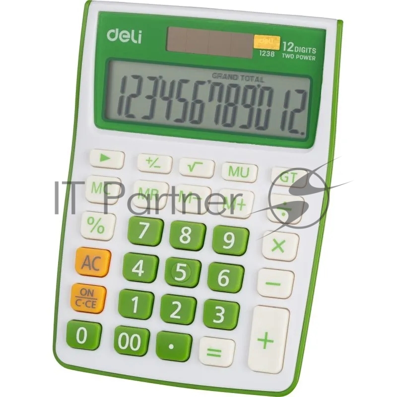 Калькулятор настольный Deli E1238/GRN зеленый 12-разр.