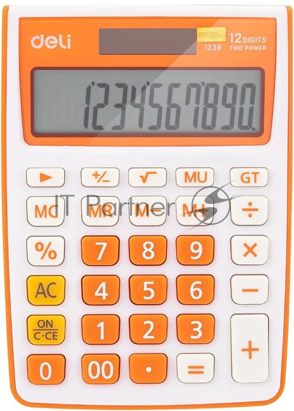 Калькулятор настольный Deli E1238/OR оранжевый 12-разр.