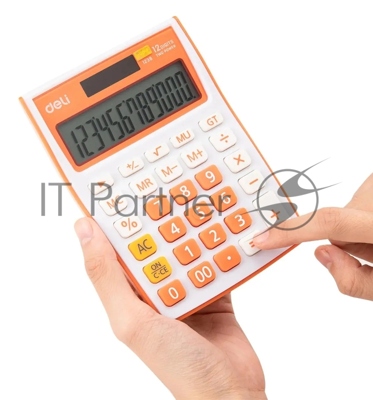 Калькулятор настольный Deli E1238/OR оранжевый 12-разр.