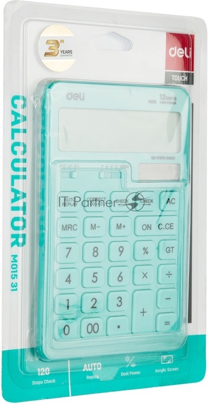 Калькулятор настольный Deli Touch EM01531 голубой 12-разр.