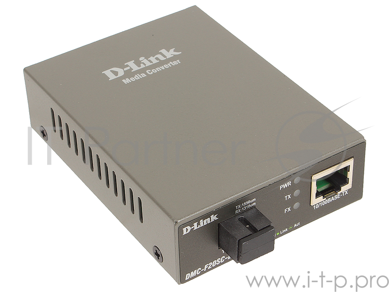 Сетевое оборудование D-Link DMC-F20SC-BXU/A1A WDM медиаконвертер с 1 портом 10/100Base-TX и 1 портом 100Base-FX с разъемом SC (ТХ: 1310 нм RX: 1550 нм) для одномодового оптического кабеля (до 20 км)