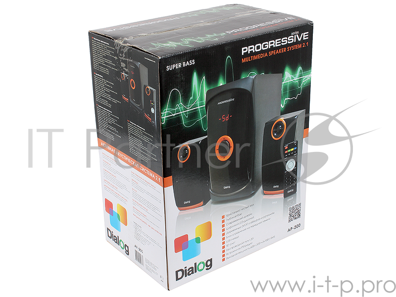 Колонки Dialog Progressive AP-200 BLACK { 2.1, 30W+2*15W RMS, USB+SD reader }