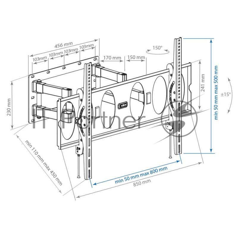 Крепеж Kromax PIXIS-XL black Кр. стал. наст. для TV 40