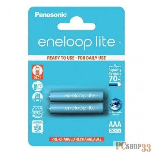 Аккумулятор Eneloop Lite AAA550mAh/2BL BK-4LCCE/2BE