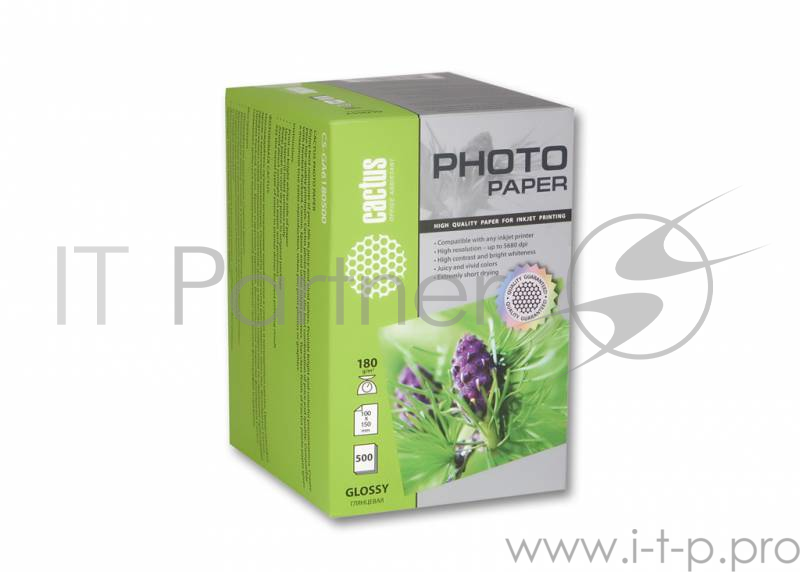 Бумага CACTUS CS-GA6180500 Фотобумага Cactus CS-GA6180500 глянцевая 10x15 180 г/м2 500 листов
