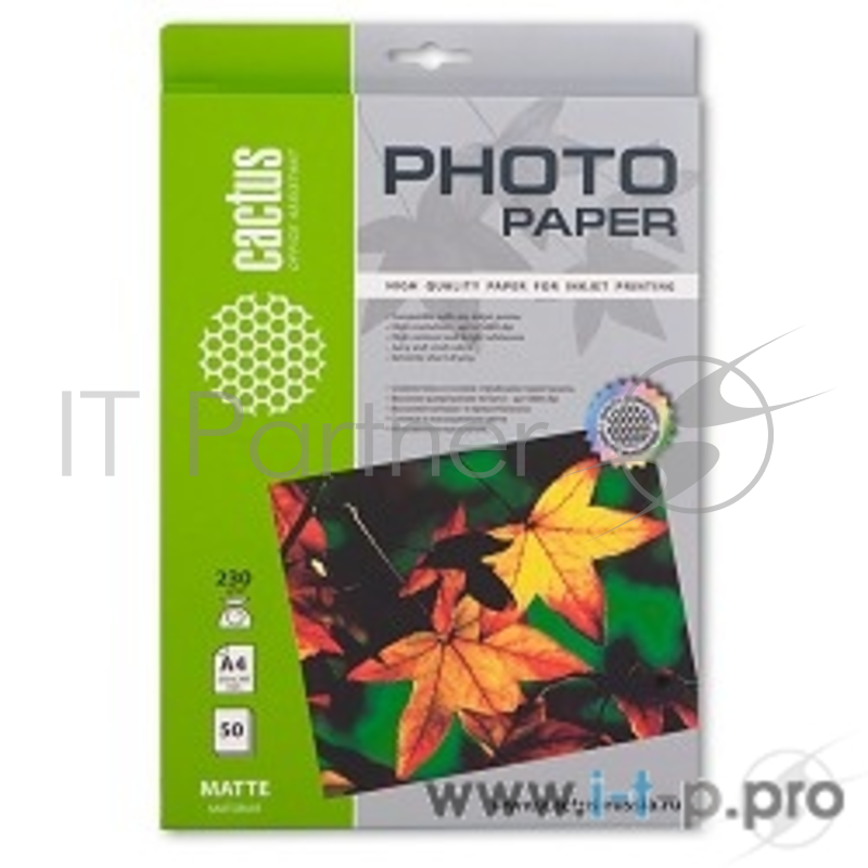 Бумага CACTUS MA423050 Фотобумага Cactus CS-MA423050 матовая, A4, 230 г/м2, 50 листов