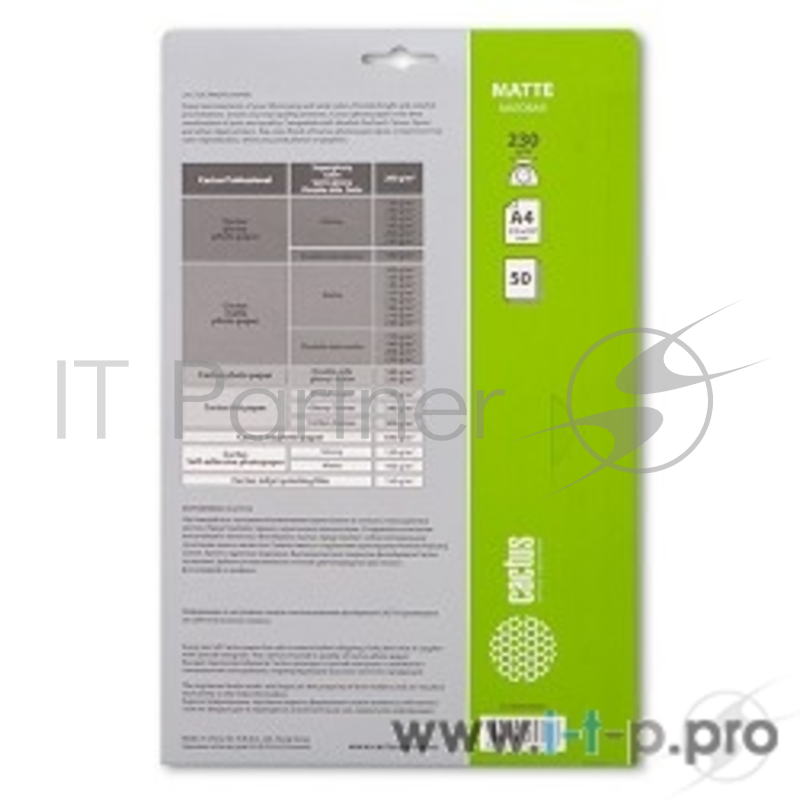 Бумага CACTUS MA423050 Фотобумага Cactus CS-MA423050 матовая, A4, 230 г/м2, 50 листов