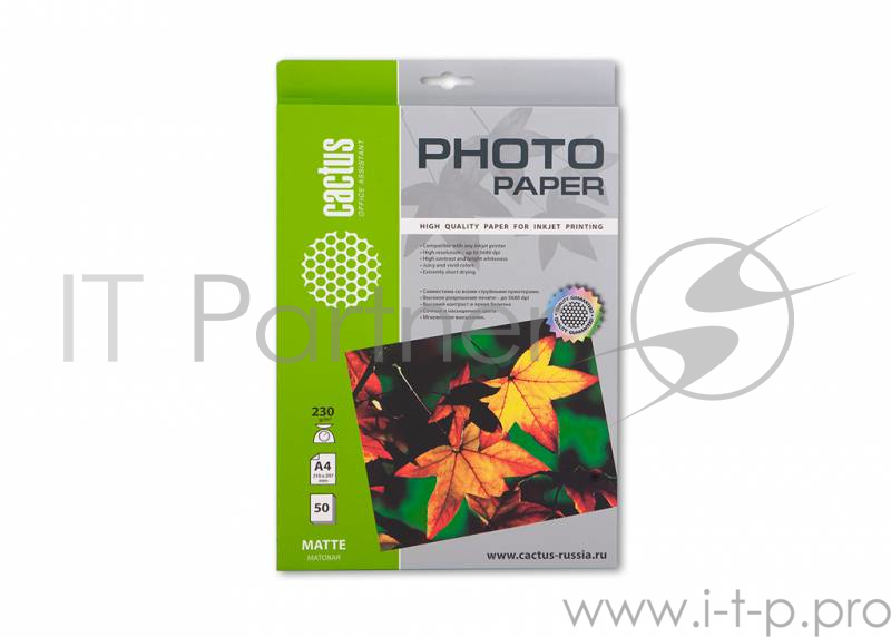 Бумага CACTUS MA423050 Фотобумага Cactus CS-MA423050 матовая, A4, 230 г/м2, 50 листов