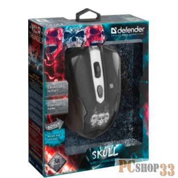Мышь Defender Skull GM-180L 52180 {Проводная игровая мышь, оптика,6кнопок,800-3200dpi}