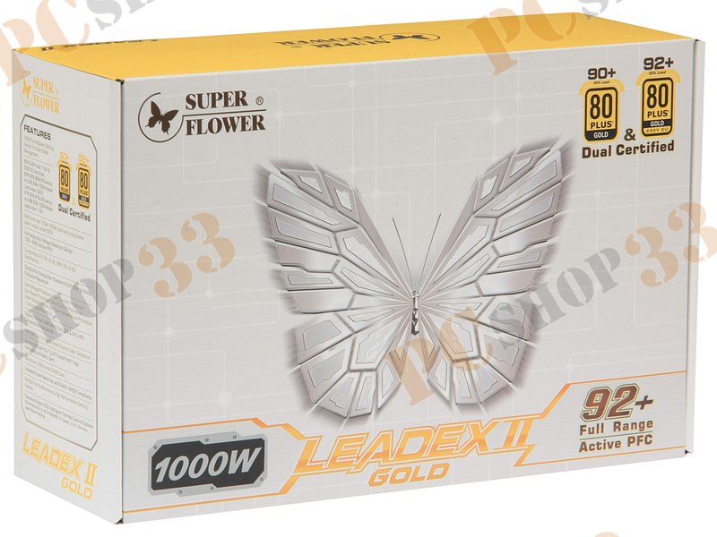 Блок питания 1000Вт Super Flower Leadex II Gold SF-1000F14EG ATX12V V2.32 (20/24+4/8+6/8+8pin, вентилятор d135мм) + кабель питания EURO (1.4м)