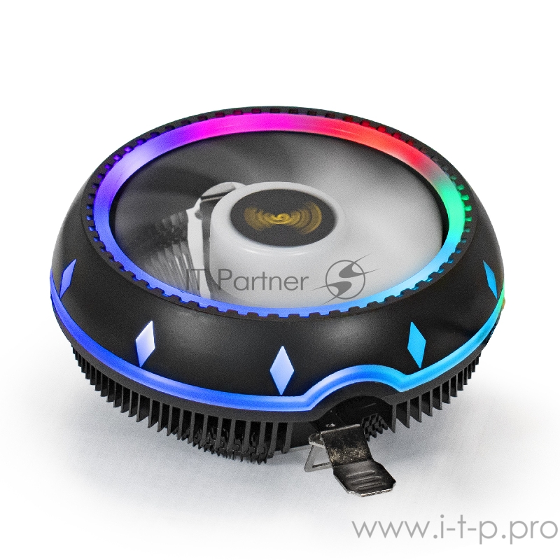 Кулер ExeGate EX286156RUS Dark Magic EE126M-PWM.RGB (Al black coating, LGA775/1150/1151/1155/1156/120 TDP 100W, Fan 120mm, PWM, 900-2000RPM, Hydro bearing, 4pin, 11-24db, 410г, черный, RGB подсветка, с терм