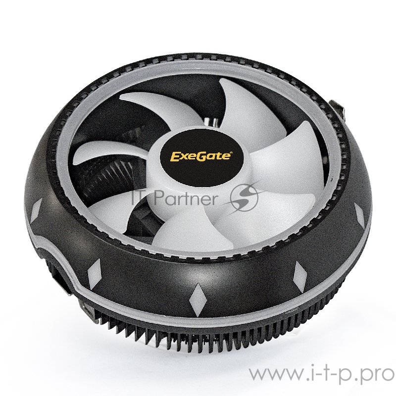 Кулер ExeGate EX286156RUS Dark Magic EE126M-PWM.RGB (Al black coating, LGA775/1150/1151/1155/1156/120 TDP 100W, Fan 120mm, PWM, 900-2000RPM, Hydro bearing, 4pin, 11-24db, 410г, черный, RGB подсветка, с терм