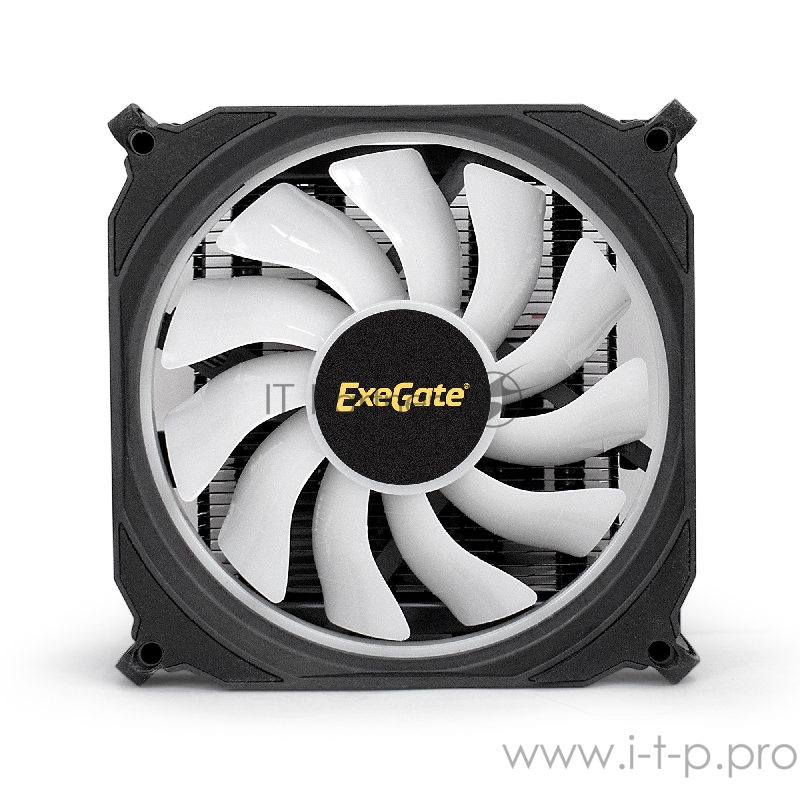 Кулер ExeGate EX286157RUS Dark Magic EE126R-PWM.RGB (Al black coating, LGA775/1150/1151/1155/1156/120 TDP 95W, Fan 120mm, PWM, 900-2000RPM, Hydro bearing, 4pin, 11-24db, 410г, черный, RGB подсветка, с термо