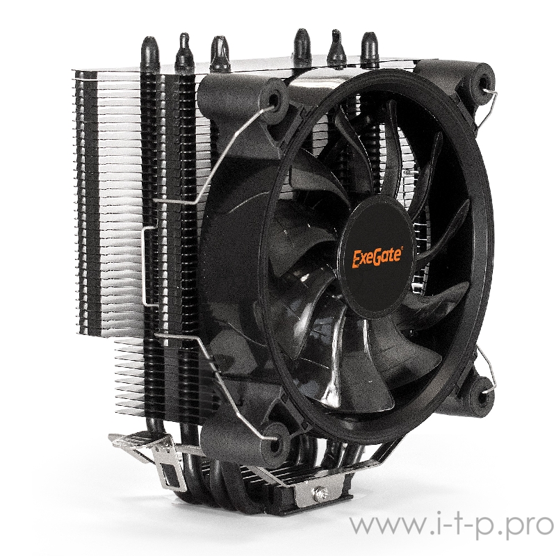 Кулер ExeGate EX286300RUS Dark Magic EXX400B-PWM.RGB (Al+Copper, черное покрытие, 4 тепл.трубки, LGA775/1150/1151/1155/1156/120 TDP 140W, Fan 120mm, PWM, 1200-2100RPM, Hydro bearing, 4pin, 11-24db, 595г, RG