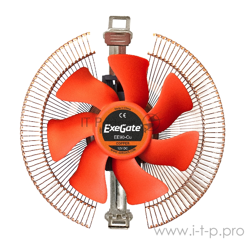 Кулер ExeGate EX286151RUS EE90-Cu (Al+Cu, LGA775/1150/1151/1155/1156/120 /AM3/AM3+/AM4/FM1/FM2/754/939/ TDP 80W, Fan 90mm, 2200RPM, Hydro bearing, 3pin, 22db, 265г, с термопастой, на защелках, Retail color box)