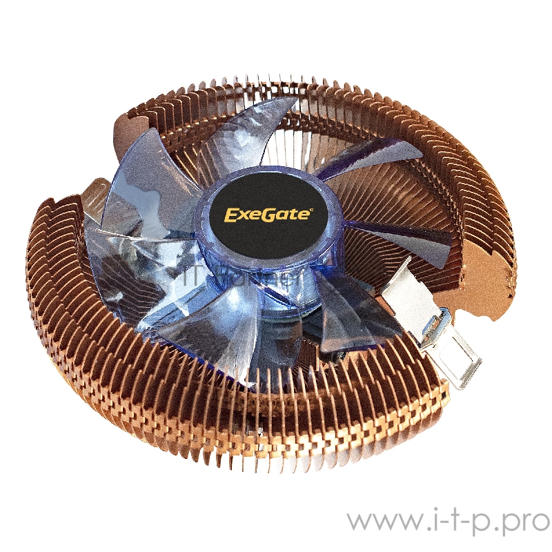 Кулер ExeGate EX286153RUS Wizard EE91-Cu.BLUE (Al+Copper, LGA775/1150/1151/1155/1156/120 TDP 80W, Fan 90mm, 2200RPM, Hydro bearing, 3pin, 22db, 265г, голубая подсветка, с термопастой, на защелках, Retail co