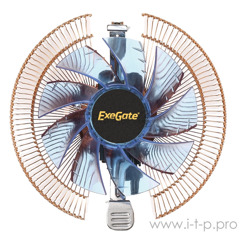 Кулер ExeGate EX286154RUS Wizard EE91-PWM.Cu.BLUE (Al+Copper, LGA775/1150/1151/1155/1156/120 TDP 80W, Fan 90mm, PWM, 800-2400RPM, Hydro bearing, 4pin, 11-24db, 265г, голубая подсветка, с термопастой, на защ