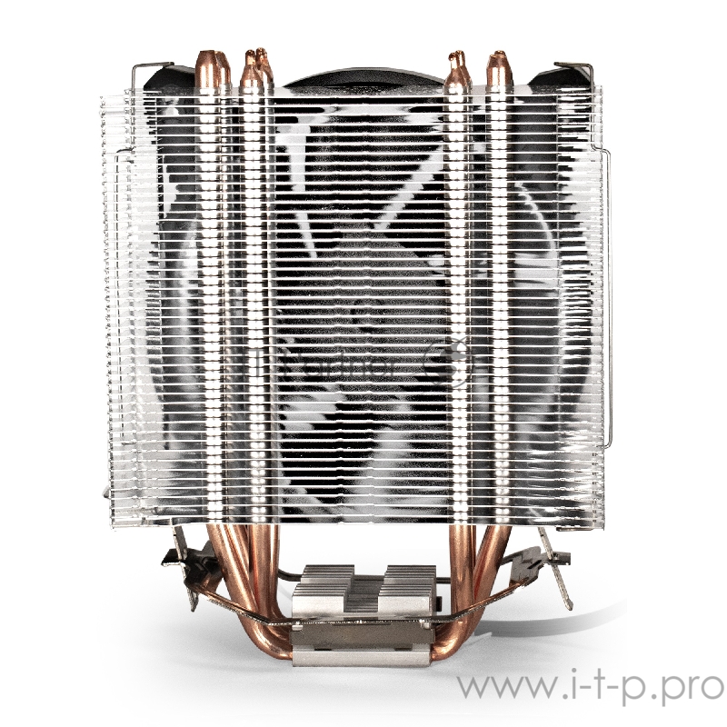 Кулер ExeGate EX286159RUS Wizard EXX400-PWM.RGB (Al+Copper, 4 тепл.трубки, LGA775/1150/1151/1155/1156/120 TDP 80W, Fan 90mm, PWM, 800-2400RPM, Hydro bearing, 4pin, 11-24db, 680г, RGB подсветка, с термопасто