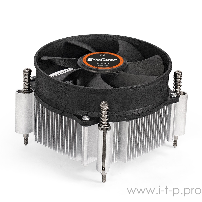 Кулер ExeGate EX286142RUS ETA-20 (Al, LGA1150/1151/1155/1156/1200/13 TDP 100W, Fan 95mm, 2200RPM, Hydro bearing, 3pin, 22db, 365г, с термопастой, на винтах, Retail color box)