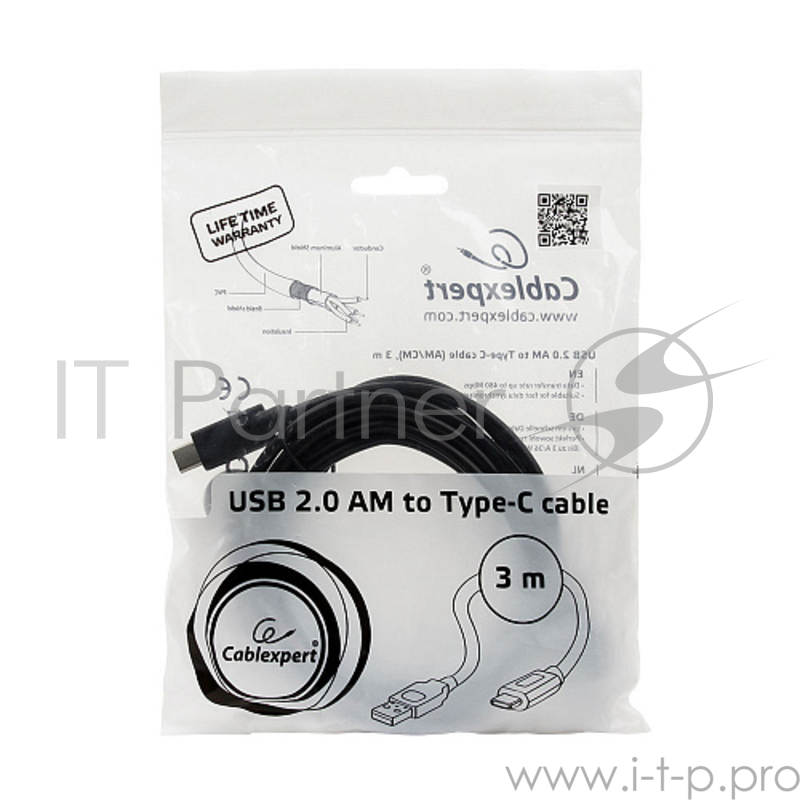 Кабель Cablexpert CCP-USB2-AMCM-10 Кабель USB2.0 AM/USB3.1TypeC, 3м,