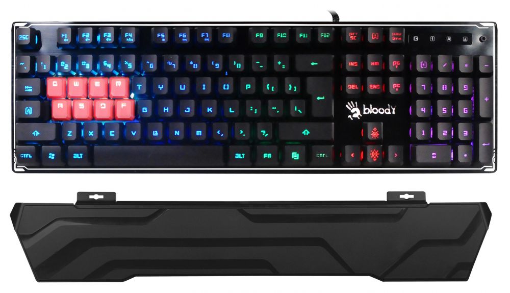 Клавиатура A4 B3370R черный USB Multimedia Gamer LED (подставка для запястий)