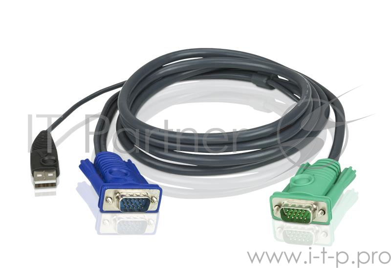 Переключатель ATEN 2L-5205U Кабель KVM USB(тип А Male)+HDB15(Male) - SPHD15(Male) 5,0м., черный.