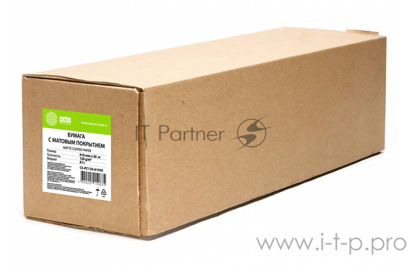 Универсальная бумага с покрытием Cactus для плоттеров 24 ,610мм x 30м 120 г/м2,втулка 50,8мм (2”)