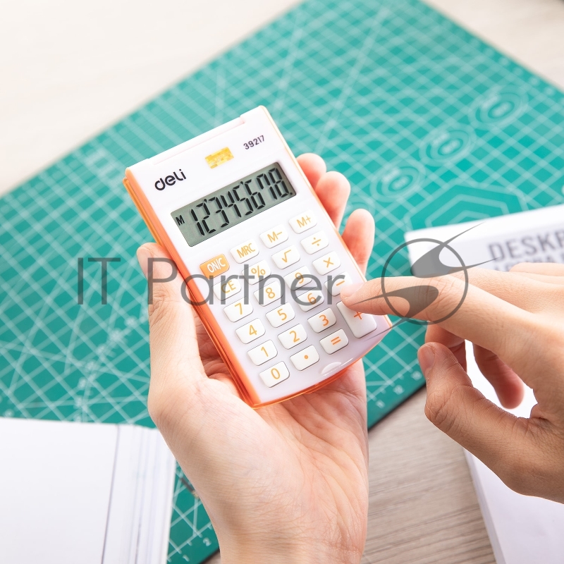 Калькулятор карманный Deli E39217/OR оранжевый 8-разр.