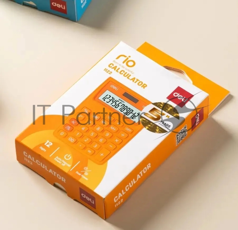 Калькулятор настольный Deli E1122/OR оранжевый 12-разр.