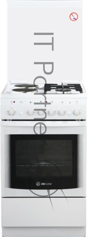 Плита Комбинированная De Luxe 506022.05гэ(кр) ЧР-030 белый (стеклянная крышка) реш.чугун