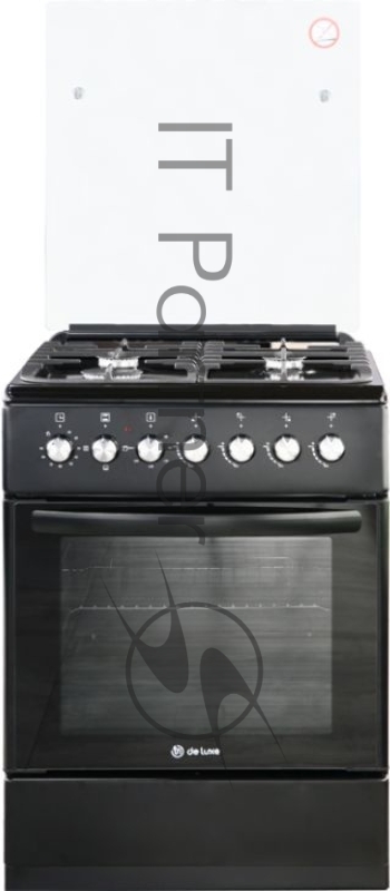 Плита Комбинированная De Luxe 606040.00гэ-003(кр) ЧР черный (стеклянная крышка) реш.чугун