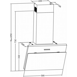Вытяжка каминная Weissgauff Yota 50 PB белый управление: кнопочное (1 мотор)