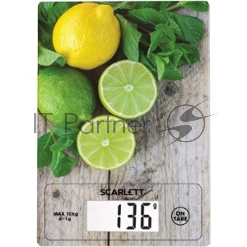 Весы кухонные электронные Scarlett SC-KS57P21 макс.вес:10кг рисунок/лимон/зелень
