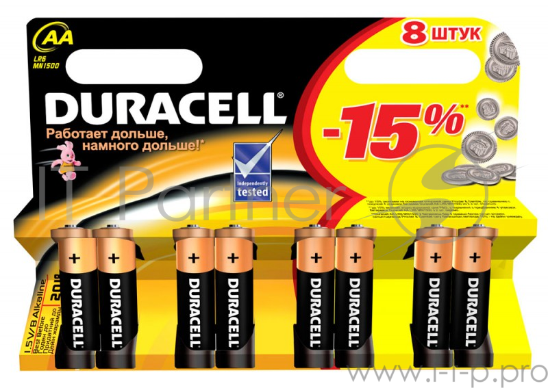 Батарея Duracell Basic LR6-8BL MN1500 AA (8шт)