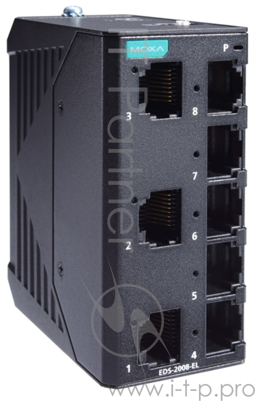 Компактный 8-портовый неуправляемый коммутатор 10/100 BaseT(X) Ethernet, QoS, в металлическом корпусе, -10...+60C