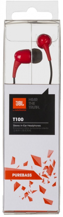Гарнитура вкладыши JBL T100 красный беспроводные bluetooth (в ушной раковине)