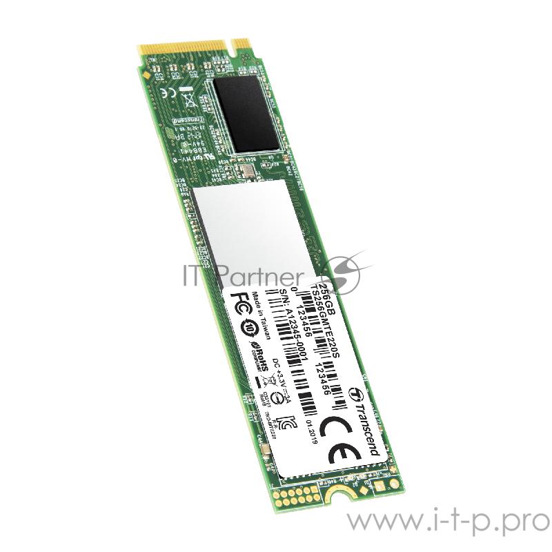 Твердотельный накопитель Transcend MTE220S SSD 256GB, 3D TLC, M.2 (2280), PCIe Gen 3.0 x4, NVMe, R3300/W1100, TBW 550