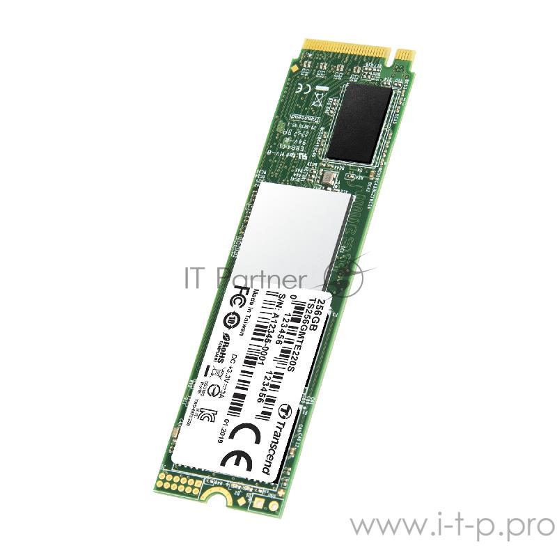Твердотельный накопитель Transcend MTE220S SSD 256GB, 3D TLC, M.2 (2280), PCIe Gen 3.0 x4, NVMe, R3300/W1100, TBW 550