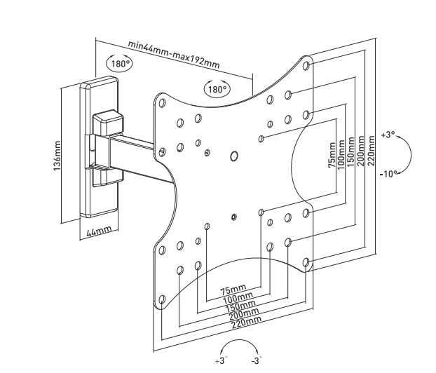 Кронштейн для телевизора Ultramounts UM 876 черный 23-42 макс.20кг настенный поворот и наклон