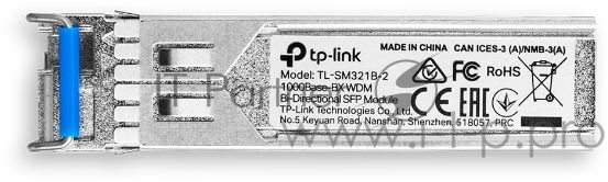Трансивер 1000Base-BX WDM Bi-Directional SFP module, TX: 1310 nm and RX: 1550 nm, 1 LC Simplex port , up to 2 km transmission distance in 9/125 μm SM