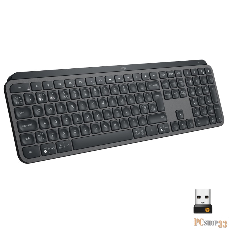 Клавиатура LOGITECH MX Keys Advanced Wireless Illuminated Keyboard - GRAPHITE - RUS - 2.4GHZ/BT - INTNL