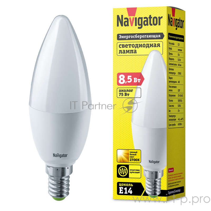 Navigator Лампы светодиодные Navigator 61324 Светодиодная лампа NLL-C37-8.5-230-2.7K-E14-FR