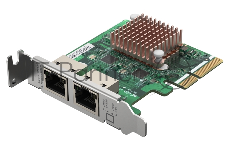 Сетевая карта QNAP QXG-2G2T-I225 2-port 2.5 GbE network expansion card, Controller I225-LM, PCIe Gen2 x2, 3 x Brackets included (Full-height, Low-profile and Specialized for QNAP NAS)