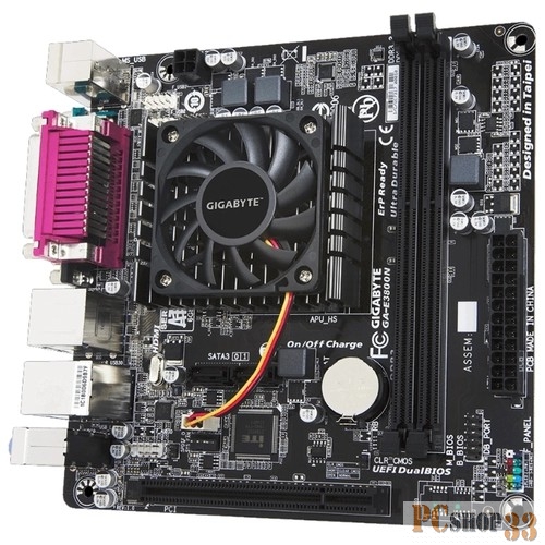Материнская плата Gigabyte GA-E3800N (v1.1) RTL {AMD E2-3800, 2*DDR3, SATA 6Gb/s, ALC887 8ch, SATA3, GLAN, USB3.1, COM, D-SUB + HDMI, Mini-ITX}